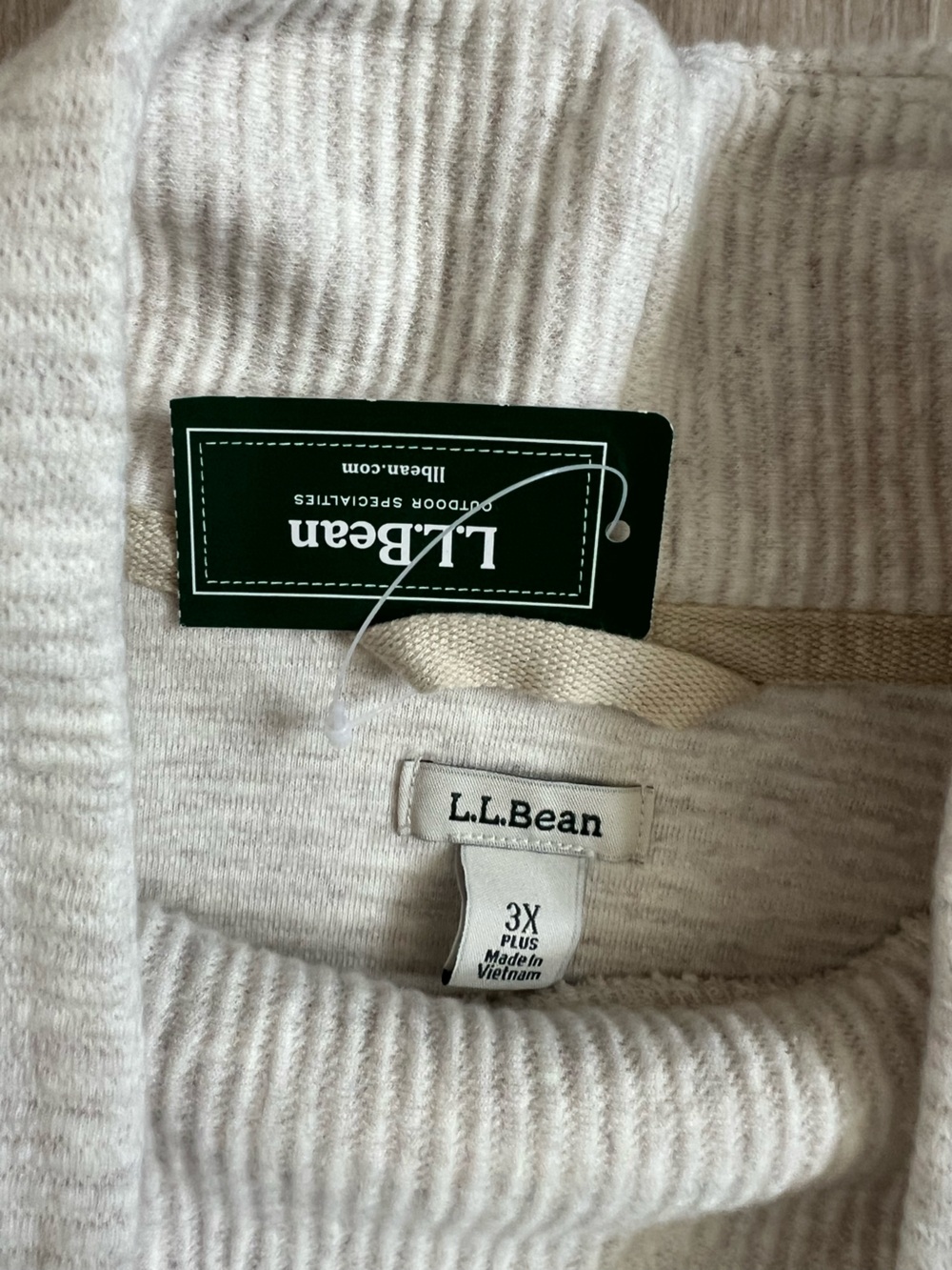 L.L. Bean NWT Lakewashed Double-Knit Funnelneck 3X Oatmeal Heather - Picture 2 of 7